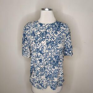 Christie & Jill Silk Floral Blouse Short Sleeve 80s